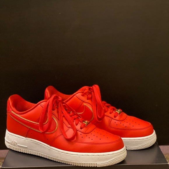 air force ones red and gold